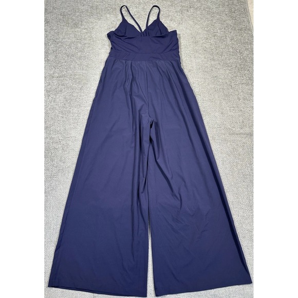 Halara Jumpsuit Womens Large Blue Breezeful Backless Side Zip Wide Leg Resort - Picture 4 of 15